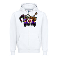 White Halloween Truck Zipper Hoodie - CowhideDigitalArt
