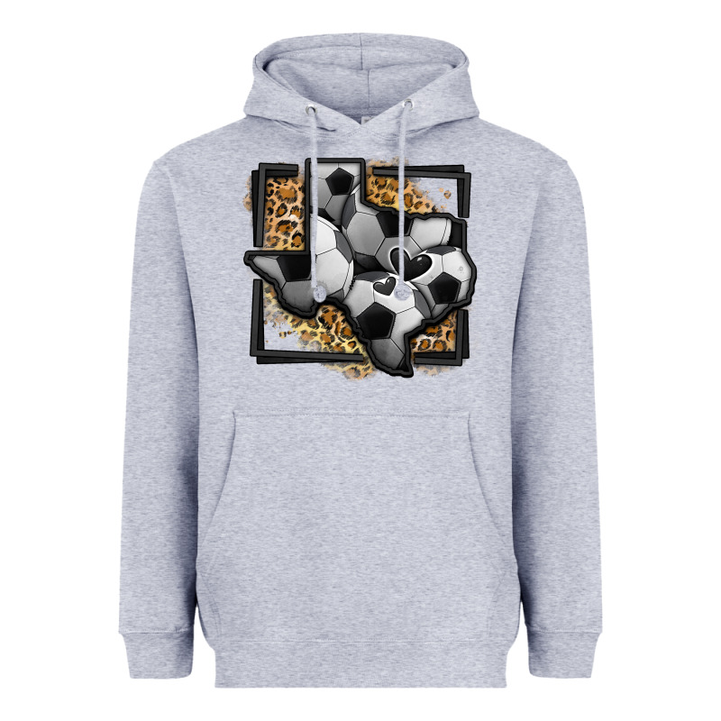 Leopard Soccer Texas Map Heavyweight Hoodie by Jasminsmagicworld | Teevron