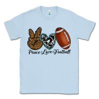 Dusty Blue peace love football Classic Tee - RanaPortraitStore