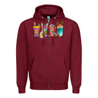 Burgundy Easter coffee drinks Easter Day Zipper Hoodie - Neo Western