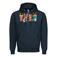 Navy Easter coffee drinks Easter Day Zipper Hoodie - Neo Western