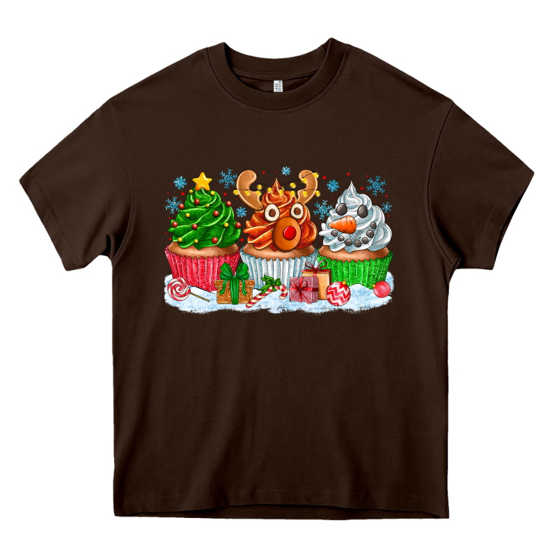 Festive Christmas Cupcakes Heavy Core Tee by CowhideDigitalArt | Teevron