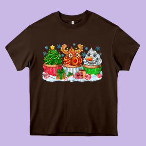 Festive Christmas Cupcakes Heavy Core Tee Designed By Cowhidedigitalart