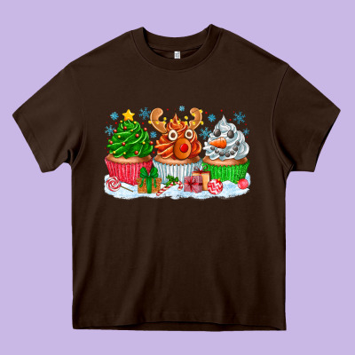 Festive Christmas Cupcakes Heavy Core Tee Designed By Cowhidedigitalart