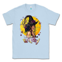 Dusty Blue Be Witchy Black Witch Classic Tee - texasbilliewilder
