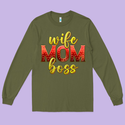 Wife Mom Boss Long Sleeve Tee Designed By Texasbilliewilder
