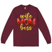 Burgundy wife mom boss Long Sleeve Tee - texasbilliewilder