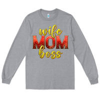 Heather Grey wife mom boss Long Sleeve Tee - texasbilliewilder