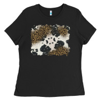 Black black and white cowhide background Ladies Tee - BarkalooDesign