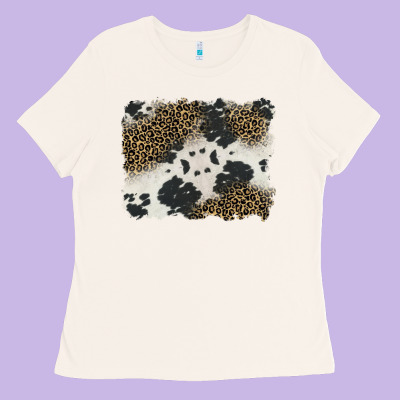 Black And White Cowhide Background Ladies Tee Designed By Barkaloodesign