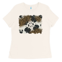 Bone black and white cowhide background Ladies Tee - BarkalooDesign