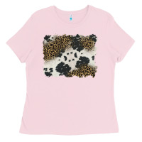 Bubblegum Pink black and white cowhide background Ladies Tee - BarkalooDesign