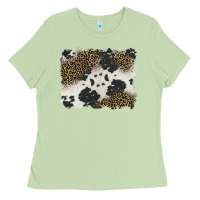 Matcha black and white cowhide background Ladies Tee - BarkalooDesign