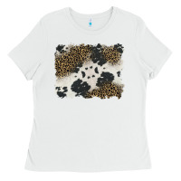 White black and white cowhide background Ladies Tee - BarkalooDesign