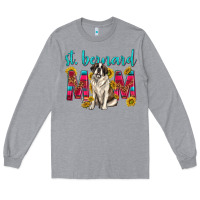 Heather Grey western st bernard mom Long Sleeve Tee - texasbilliewilder
