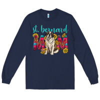 Navy western st bernard mom Long Sleeve Tee - texasbilliewilder