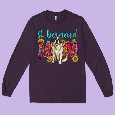 Western St Bernard Mom Long Sleeve Tee Designed By Texasbilliewilder