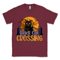 Burgundy Black Cat Crossing Classic Tee - texasbilliewilder