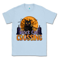 Dusty Blue Black Cat Crossing Classic Tee - texasbilliewilder