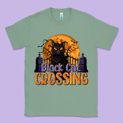 Black Cat Crossing Classic Tee Designed By Texasbilliewilder