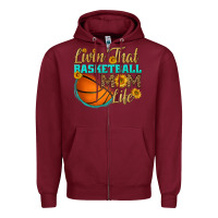 Burgundy livin' that basketball mom life Zipper Hoodie - HRA Design Shop
