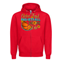 Red livin' that basketball mom life Zipper Hoodie - HRA Design Shop