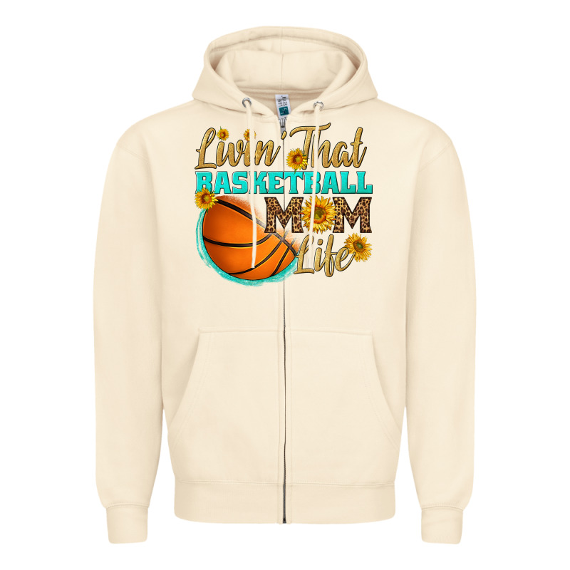 Livin' That Basketball Mom Life Zipper Hoodie by HRA Design Shop | Teevron