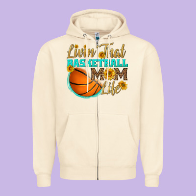 Livin' That Basketball Mom Life Zipper Hoodie Designed By Hra Design Shop