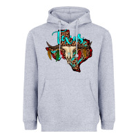 Heather Grey bullskull texas map Heavyweight Hoodie - JahusDesignShop