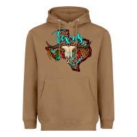 Toasted Coconut bullskull texas map Heavyweight Hoodie - JahusDesignShop