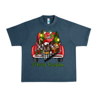 Midnight Navy Merry Christmas Farm Truck With Baby Cow Urban Heavy Tee - RanaPortraitStore