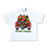 White Merry Christmas Farm Truck With Baby Cow Urban Heavy Tee - RanaPortraitStore
