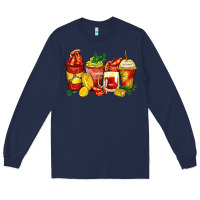 Navy crawfish coffee cups Long Sleeve Tee - Zillion Design Studio