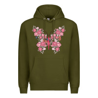 Army Green floral butterfly Premium Hoodie - MaliasSmallBusiness