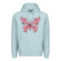 Blue Mist floral butterfly Premium Hoodie - MaliasSmallBusiness