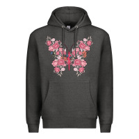Charcoal Heather floral butterfly Premium Hoodie - MaliasSmallBusiness