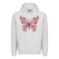 Dove Grey floral butterfly Premium Hoodie - MaliasSmallBusiness