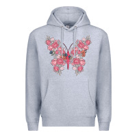 Heather Grey floral butterfly Premium Hoodie - MaliasSmallBusiness