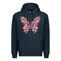 Navy floral butterfly Premium Hoodie - MaliasSmallBusiness