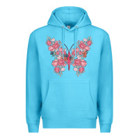 Ocean Blue floral butterfly Premium Hoodie - MaliasSmallBusiness