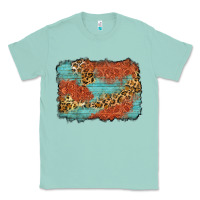 Seafoam western leopard tooled leather background Classic Tee - Zillion Design Studio