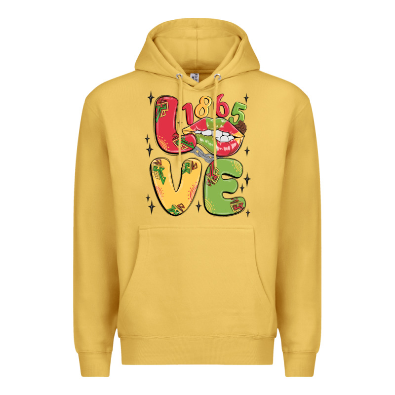 Love Juneteenth Lips Premium Hoodie by MaliasSmallBusiness | Teevron