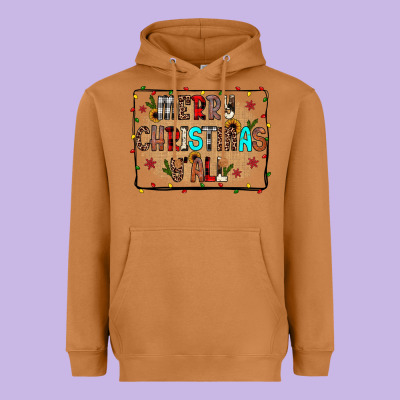 Merry Christmas Y'all Heavyweight Hoodie Designed By Jahusdesignshop