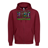 Burgundy home sweet home Zipper Hoodie - CowhideDigitalArt