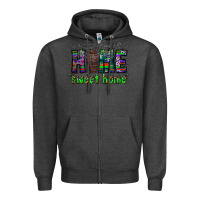 Charcoal Heather home sweet home Zipper Hoodie - CowhideDigitalArt
