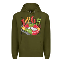 Army Green 1865 juneteenth lips Premium Hoodie - MaliasSmallBusiness