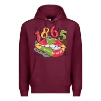 Burgundy 1865 juneteenth lips Premium Hoodie - MaliasSmallBusiness