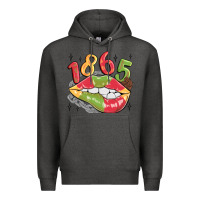 Charcoal Heather 1865 juneteenth lips Premium Hoodie - MaliasSmallBusiness
