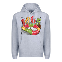 Heather Grey 1865 juneteenth lips Premium Hoodie - MaliasSmallBusiness