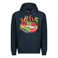 Navy 1865 juneteenth lips Premium Hoodie - MaliasSmallBusiness
